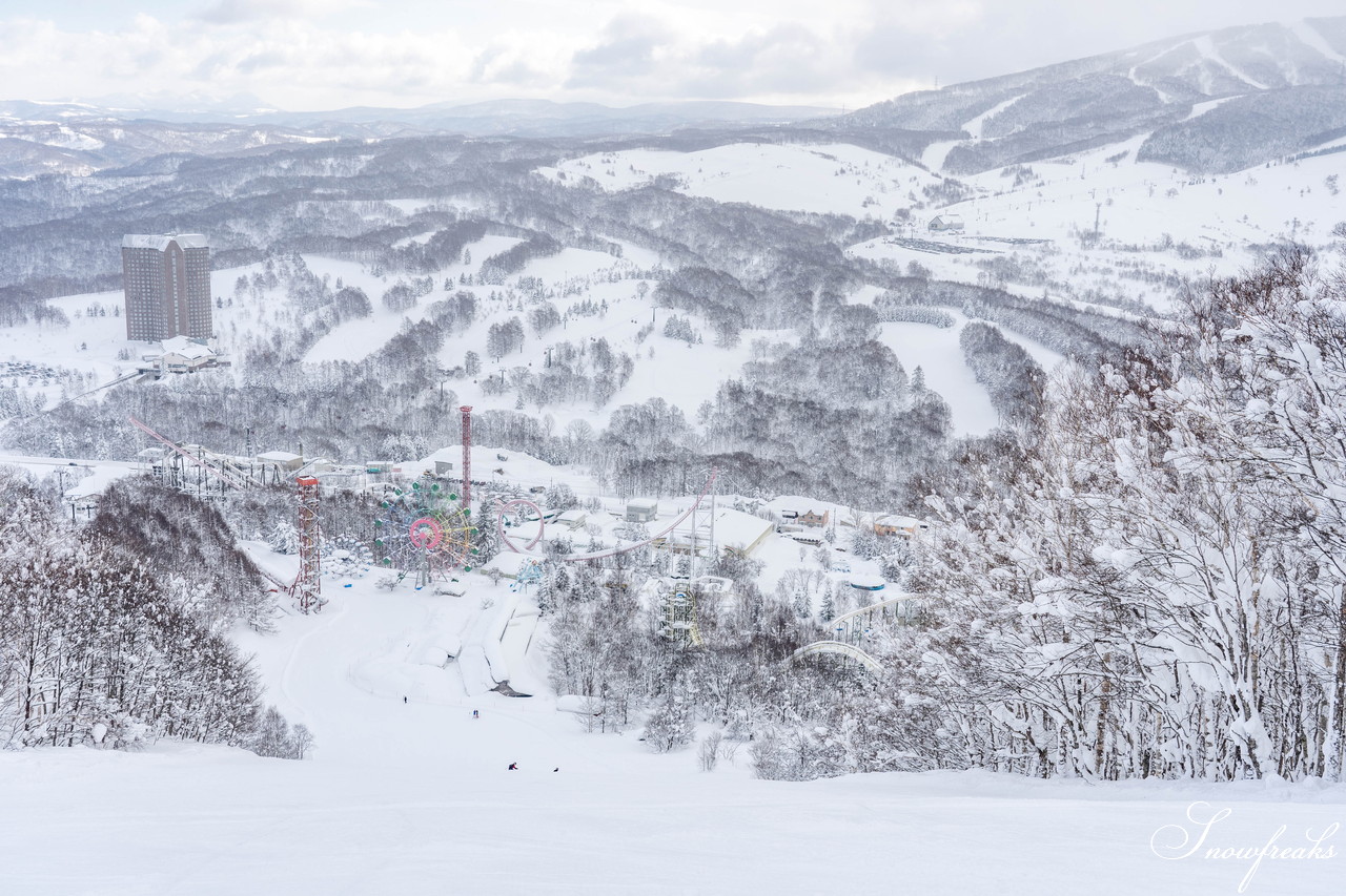 ルスツリゾート　2日間の吹雪の後の青空。たっぷり新雪が降り積もった樹氷林の中を滑る！